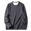 Camiseta Básica de Cuello Redondo de Lana Cálida y Seda de Morera para Hombre, Camiseta Interior de Invierno, Doble Cara de Terciopelo con Forro de Felpa, Camiseta Engrosada, Moderna