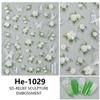 Redanco nuevo relieve 5D concha camelia blanca pegatinas de uñas ligeras estéreo He-1029