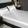 Conjunto de tres piezas de satén de color liso para comercio exterior transfronterizo de Amazon: sábana bajera individual, funda de almohada individual, ropa de cama impermeable