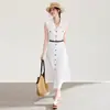 2607503-Vestido de Verano sin Mangas para Mujer Estilo de Lujo de Nicho Cuello de Traje Estilo Old Money con Diseño de Cintura Ceñida Estilo Nanyou