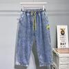 Pantalones Cortos de Mezclilla de Verano para Hombre, Pantalones Rectos Sueltos de Talla Grande de Longitud 7/8 a la Moda, Pantalones de Marca a la Moda de Longitud Media 7/8, Estilo Delgado para Verano