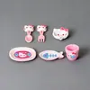 Mini louça de desenho animado, prato, modelo de colher de desenho animado, ornamento de boneca em miniatura, presente, conjunto de cozinha fofo para brincar