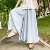 Pantalones Falda de Seda Azul Hielo para Mujer, Estilo Delgado de Verano, Falda Plisada A-Line Petite, Pantalones Casuales de Pierna Ancha Yamamoto de Cintura Alta