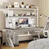 Mesa de Computador Mesa de Estudo Mesa de Escritório Conjunto Completo com Mesa e Cadeira Painel Perfurado Mesa Gamer Estante de Chão