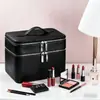 Bolsa de Cosméticos Portátil de Viaje de Doble Capa de Gran Capacidad Transfronteriza, Neceser Impermeable, Bolsa de Almacenamiento para Cosméticos