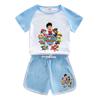 Wang Wang equipe infantil manga curta terno infantil verão estilo ocidental novo pequeno e médio porte crianças shorts casual moda duas peças na moda
