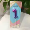 Decoración de Vela con Degradado Morado-Azul Cielo Estrellado Galáctico Estilo Ins Números de Pastel para Fiesta de Cumpleaños 0-9 Degradado Cielo Estrellado