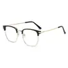 Gafas de Hombre de Moda Tecnológicas de Media Montura Lente Transparente Montura Cuadrada Marco para Ojos de Cara Grande