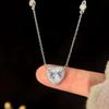Collar de Plata Pura S925 con Colgante de Corazón Lágrima, Cadena para Clavícula para Mujer, Lujo Ligero, Simple y Moderno, Joyería de Cadena para el Cuello Meiya