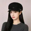 Boina para Mujer, Sombrero de Lana para Primavera y Otoño, Sombrero de Pintor Estilo Coreano, Gorra de Pato, Cálido y Moderno, Sombrero Octogonal que Favorece el Rostro