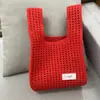 Bolso de Mano de Punto Calado Estilo Coreano y Japonés, Bolso Chaleco de Moda, Bolso de Muñeca Versátil de Gran Capacidad Color Sólido para Primavera y Verano