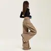 Pantalones casuales Melard para mujer, primavera y otoño, sueltos, de pierna recta, fluidos, modernos, de longitud completa, de pierna ancha, pantalones largos color caqui