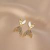 Aretes Metálicos de Cola de Pez de Zircón Estilo Vacacional Aretes 925 Lujo Accesible Aretes Nicho de Gama Alta Nueva Joyería para Mujer
