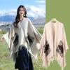 Novo Estilo Xinjian Xizang Manto Xale com Bolso de Aba Calças Tricô Yunnan Foto Viagem Outer Franja Xale Quente para Mulheres