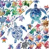 50 Pegatinas de Tortuga Marina Azul con Graffiti de Compra Directa Transfronteriza, Pequeñas Pegatinas de Tortuga Marina de Dibujos Animados Fáciles de Arrancar para Manualidades y Decoraciones Infantiles