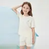 Camiseta Infantil Manga Corta 7A Antibacteriana Verano Fina Tencel Lyocell Shorts Niños y Niñas Ropa de Casa Conjunto Venta al por Mayor