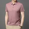 Estilo Nuevo de Verano Seda de Hielo Alta Gama Cuello Camisero Delgado Camisa Polo Camiseta de Manga Corta con Estampado Estilo Nacional de Porcelana Azul y Blanca Ropa para Hombre