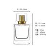 Venda Direta de Fábrica de Frascos de Perfume de Alta Qualidade em Estoque, Frascos de Vidro Recarregáveis para Perfume de 50ml, Frascos Vazios Quadrados de Vidro, Frascos com Spray