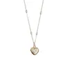 Collar con Colgante de Corazón de Diamante de Color Contrastante Oro y Plata Simple Moda Transfronteriza Europea y Americana Collar de Diseño Versátil Lujo Ligero Personalizado