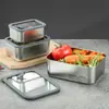 Caja de Almacenamiento de Alimentos de Gran Capacidad Engrosada con Ventilación Transpirable, Tapa de Vidrio Visible Cuadrada de Acero Inoxidable 304, Hecha a Medida, Comercio Exterior Transfronterizo