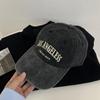 Gorra de béisbol gris retro para mujer, estilo americano, lavada, con gran circunferencia de cabeza, moderna, para otoño e invierno, con visera pequeña y aspecto facial.