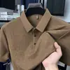 Venta al por mayor transfronteriza Verano Nuevo Camisa Polo de Manga Corta con Cuello para Hombre Casual de Negocios Camiseta Transpirable Versátil de Seda de Hielo para Hombre