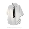 Camisa Jacket de Verano 260g Estilo Celebridad Diseño Holgado con Corbata, Ropa Casual de Manga Larga para Hombre de Gama Alta sin Planchar