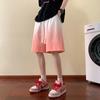 Pantalones cortos de algodón puro degradado para hombre, estilo coreano fino de verano, ropa exterior de moda, nuevos pantalones deportivos de cinco puntos 2024 para hombre