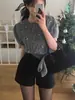 Calça Flare Emagrecedora Versátil Cintura Alta com Shorts de Lã Quente Calça Feminina Sem Barra Outono Inverno Seda Preta Tamanho Grande Roupa Exterior