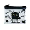 Porta-moedas Gatinho Preto Bolsa de Moedas Transparente de PVC Fofa Bolsa de Armazenamento Portátil de Desenho Animado para Estudante Bolsa para Batom de Gato