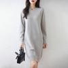 Vestido de punto para mujer con cuello redondo 100% lana pura, suelto, talla grande, falda suéter, nuevo para otoño e invierno, aspecto adelgazante, para usar debajo