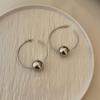 Pendientes de bola circular grande chapados en oro de 18 quilates con estilo europeo y americano, estilo hip hop, con personalidad exagerada, con aguja de plata para mujer