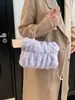 Bolsa de Veludo Acolchoada Feminina Grande Capacidade 2025 Nova Outono e Inverno Casual Corrente Bolsa Transversal Bolsinha Bolsa Plissada de Pelúcia