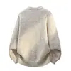 Cardigan de Punto Nuevo Otoño e Invierno Chaqueta Suéter para Hombres y Mujeres Estilo Perezoso Holgado Simple Cuello Redondo Color Sólido Top de Punto
