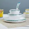 Conjunto de quatro peças de melamina imitação porcelana hotel mesa restaurante clube plástico mesa xícara de sopa pratinhos xícara colher talheres comercial