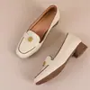 Mocasines retro de cuero suave estilo francés para mujer, nueva colección otoño 2026, elegantes zapatos de tacón bajo con punta redonda y suelas suaves, adecuados para ir al trabajo