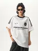 Camiseta Oversized Solta Gola Redonda Estilo Europeu com Três Listras Unissex Manga Curta Marca Tendência Retro Americana Top Pesado Manga Meia-Manga Verão