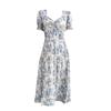 Vestido floral francés Sanya, ropa de viaje sexy para mujer, falda dividida con cuello cuadrado, falda de playa, ropa de verano para mujer