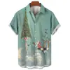 Novidade 2023 Amazon masculina camisa 3D impressão digital 3D camisa curta de Natal venda quente europeia e americana casual