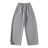 Pantalones Casuales de Terciopelo de Cintura Alta con Cordón para Mujer en Otoño e Invierno, Aspecto Holgado Adelgazante y Pantalones Versátiles de Pierna Recta y Ancha con Caída