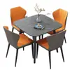 Conjunto de mesa de comedor y sillas de losa de roca de moda, diseño minimalista moderno, adecuado para apartamentos pequeños, mesa de comedor redonda o cuadrada, mesa de recepción de alta gama y lujosa
