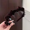 Faixa de Cabelo Plissada de Veludo de Cano Alto para Mulheres, Nova Faixa de Cabelo com Laço Retrô para Outono e Inverno, Acessório de Cabelo com Toque de Luxo