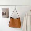 Bolsa Tote Grande de Veludo Fosco Estilo Ins Outono e Inverno Bolsa Lateral Retro Maillard Versátil para o Dia a Dia