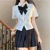 Popular Camisa Original Uniforme Jk Dulce y Picante Nicho Azul Top Verano Manga Corta Cintura Delgada Traje de Camisa