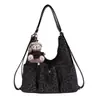 Bolsa de lona com estampa de leopardo feminina 2025 nova versão coreana bolsa mensageiro de grande capacidade para aula trabalho uma alça de ombro bolsa de ombro/axila