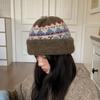 Chapéu de Tricô Estilo Fairisland Feminino Outono e Inverno Vintage Mostra-Rosto Pequeno Chapéu de Lã Engrossado Quente Proteção para Orelhas Chapéu de Bico Tendência