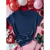 [Código Europeu Transfronteiriço] Camiseta Feminina Lisa de Manga Curta com Gola Redonda Solta de Cor Pura Transfronteiriça