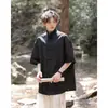 Nueva Camisa de Manga Corta Estilo Chino Estilo Nacional para Hombre 2024 Verano Delgada Marca de Moda Retro Holgada Casual Camisa de Media Manga con Botones