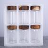 Conjunto Popular de Acácia da Amazon com Tampa de Rosca Potes para Armazenamento de Grãos de Café, Açúcar, Mel, Vidro Transparente, Potes para Armazenamento de Alimentos