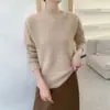 Nuevo Suéter de Lana 100% Pura Otoño e Invierno 2025 para Mujer, Cuello Alto Medio, Suéter Holgado, Camisa de Punto Trenzado para Capas